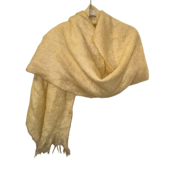 Kinlochj Anderson SCOTLAND all pile mohair ivory white neutral scarf - Picture 1 of 3